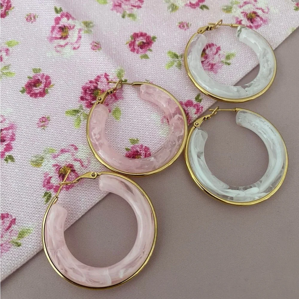 Blush Swirl Hoops - Picture 7 of 10